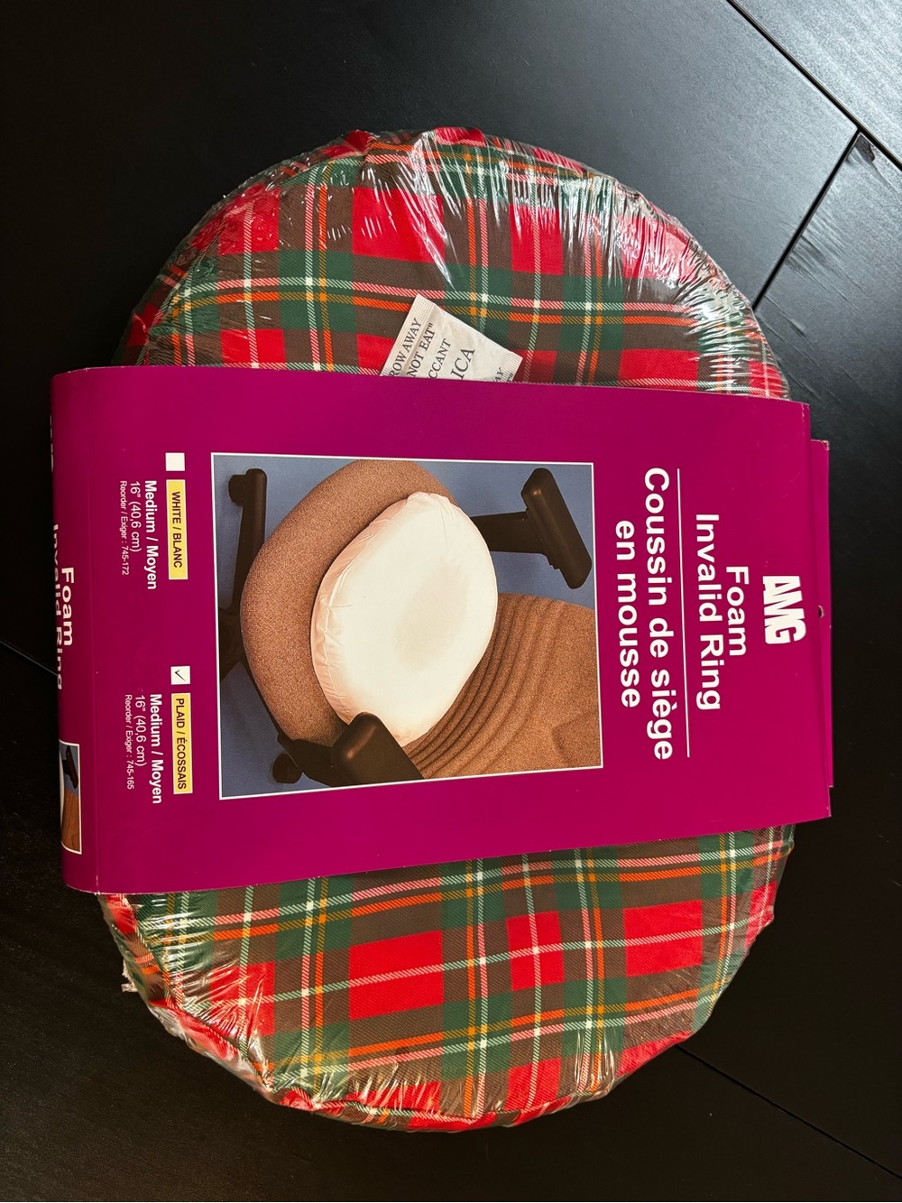 ๐2/$20 NEW Foam Invalid Ring Red Green Plaid Sz M